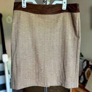 Issac Mizrahi for Target Brown / Tan Herringbone Knit Pencil Skirt Womens Sz 14